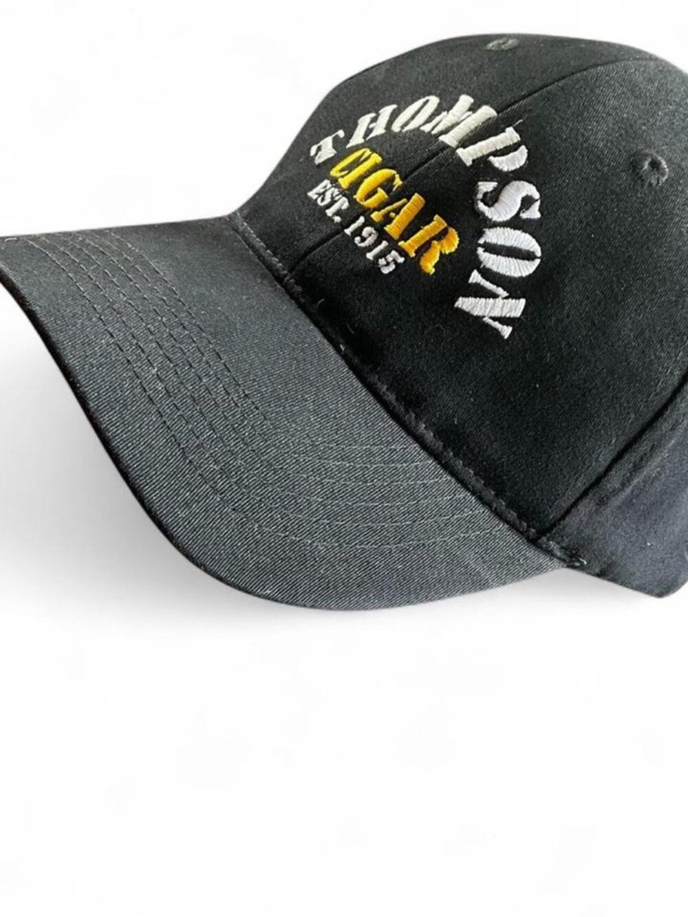 Thompson Cigar Embroidered Logo Advertising Black EST 1915 Fitted Hat (One Size)
